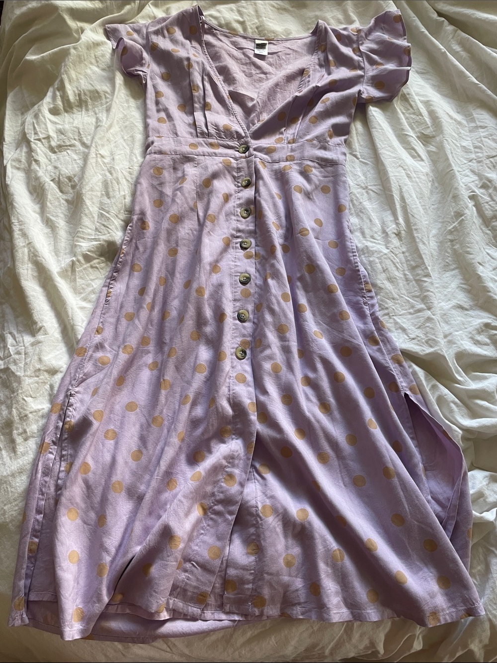 L*Space Lilac Polka Dot Button-Front Dress